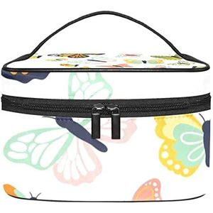 Vlinders achtergrond make-up organizer tas, reismake-up tas organizer case draagbare cosmetische tas voor vrouwen en meisjes toiletartikelen, Meerkleurig, 22.5x15x13.8cm/8.9x5.9x5.4in