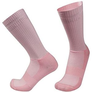 Fietsen Sokken Aero Sokken Anti Slip Siliconen Fietsen Sokken Mannen Fiets Sport Running Bike Sokken nieuwe (Color : Pink)