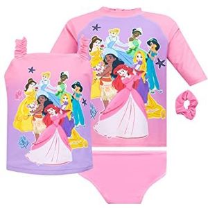 Disney Princess zwemkleding 4-delig meisjes Moana Rapunzel Ariel en Assepoester zwempak en Scrunchie Set Roze 122