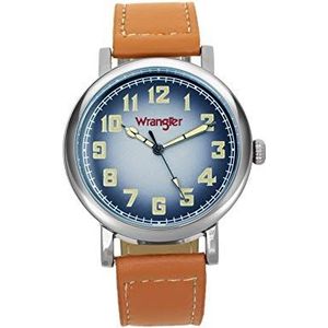 Wrangler Unisex Watch, 42mm with Natural Band & White Stitching, Oversized Crown, Water Resistant