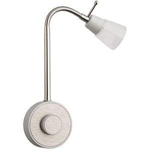 SEBSON® LED Stopcontact Lamp Dimbaar Zilver, Wandlamp met Stekker 2W, Stekkerlamp Flexibel Warm Wit 2700K - Leeslamp, Nachtlamp