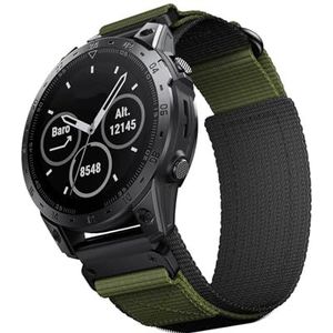 22,26 mm nylon lusriem geschikt for Garmin 5Plus 6 7 Easy Fit polsbandriem Vervangbare horlogeband Fenix ​​7X / 5X / 5XPlus / 6X / 6XPro armband (Color : Black green, Size : 26mm)