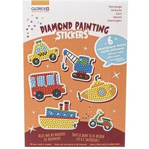 GLOREX 6 1242 700 - Diamond Painting Stickers, motief: voertuigen, knutselset om te schilderen met glittersteentjes, voor kinderen vanaf 6 jaar