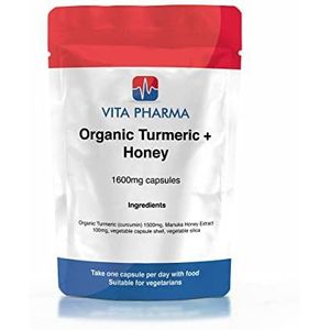 Biologische kurkuma + honing 1600MG, 365 capsules, 1 jaar levering, Bulk deal door VITA PHARMA, vegetarisch, kopen met vertrouwen