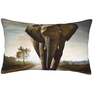 LAMAME 3D olifant bedrukte decoratieve kussensloop corduroy kussensloop kussensloop herbruikbaar wasbaar