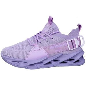 Sportschoenen voor dames en heren, uniseks, sneakers, wandelschoenen, casual, joggen, outdoor, fitness, gebreid, lichte, comfortabele werkschoenen, ademend, G133 violet, 36 EU