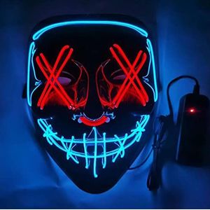 Halloween Purge Masker LED Licht Up Eng Halloween Masker Glow Neon Masker Met 3 Verlichting Modi Voor Halloween Carnaval Party