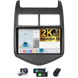 Android 14 9,5 Inch 2 Din QLED Autoradio Voor Chevrolet Aveo 2 2011-2015 - Camera DVR GRATIS - Steun Carplay Android Auto DSP Stuurwiel FM RDS DAB WIFI 4G Bluetooth 5.0 Split-Screen(2K M300S)
