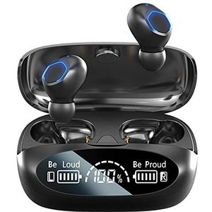 Draadloze oordopjes, Bluetooth 5.3 Krachtige Bass True Draadloze Hoofdtelefoon, IPX7 Waterdichte USB-C Knop Controle HiFi Geluid In Ear CVC8.0 Tech Ruisonderdrukking Oortelefoon, One-Step Pairing, LED
