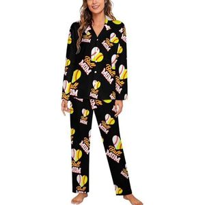 Grappige Bal Moeder Softbal Honkbal Vrouwen Lange Mouw Button Down Nachtkleding Zachte Nachtkleding Lounge Pyjama Set XL