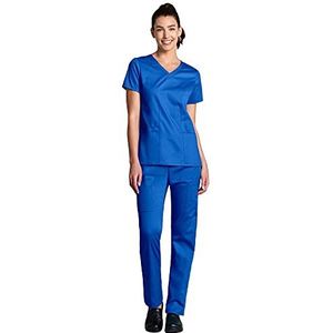 WonderWink WORK Dames gevormde V-hals Top & Convertible Slim Leg Cargo Pant Scrub Set + Badge Reel