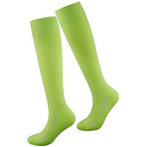 yeeplant Elastische Atletische Lange Sokken: Ademend Rekbaar Voetbal Sokken Dikke Klassieke Kleur Solid, Fluorescerend Groen5, Eén Maat