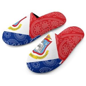 Nederlandse Saint Martin Paisley vlag volledige print dames slippers warme anti-slip rubberen zool huis schoenen voor indoor hotel 38-39_(7-8)