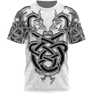 Nordic Viking Grafische T-shirts - Heren Dames Zomer Nieuwigheid 3D Geprint Korte Mouwen Mesh Tops - Outdoor Vintage Harajuku Casual Workout Crewneck T-shirts