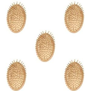 5 set Draagbare Hoofdhuid Massage Borstel Compact En Modieuze Stevige En Duurzaam Hout Luchtkussen Massage Kam Haar Styling Borstel Log kleur
