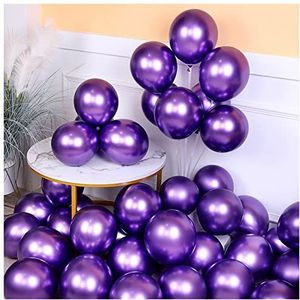 Ballonnen 10 stks 5/10 / 12 inch glanzende metalen parel latex ballonnen dikke chroom metalen kleuren helium lucht ballen verjaardagsfeestje decor Heliumballonnen (Color : Violet, Size : 12inch)