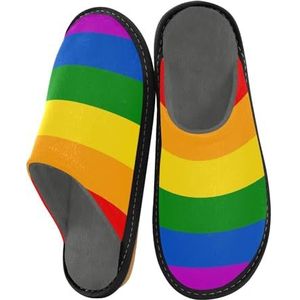 YOUJUNER Damespantoffels LGBT Gay Pride Regenboog Vlag Huis Slippers Gezellige Memory Foam Slippers Slip on Dames Slippers Indoor Outdoor Thuis Slippers, Meerkleurig, 5/6 UK