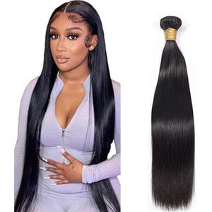 Tuheerst Straight Human Hair Bundles 1B Natural Black Human Hair Extensions Unprocessed Double Weft Remy Hair for Woman 100g/pc 18 Inch
