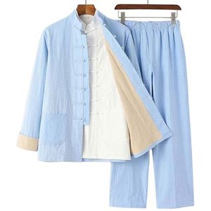 RVUEM Kung Fu Suit Sets, Tai Chi Uniform Shirt, Training Clothes Apparel Clothing, QiGong Martial Arts Wing Chun Shaolin Kung Fu Shirt, Tang Suit 3 Piece Set,002,5XL