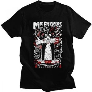 Mr Pickles Men Soft Cotton Collie Dog T-Shirt O-Neck Short Sleeved Funny Tv Adult Adultswim Mature Dog Evil Satan Tee Black overhemden(Small)