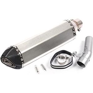 LFYEQZ Motorfiets Uitlaat Mid Pijp Link Buis Slip Op 470mm Uitlaat End Tips Voor B&MW Voor F650GS Voor F700GS Voor F800GS Voor F800GS ADV(C)