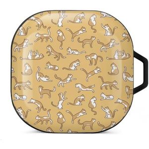 Grappige katten oordopjes hoesje compatibel met Samsung hard shell beschermhoes zwart-stijl