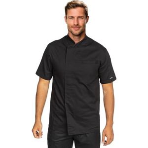 PALLTEX KOTO SS Koksjas van 100% katoen, uniseks, koksjas voor dames en heren, kookkleding, professionele chef-uniform, korte mouwen, zwart, XS