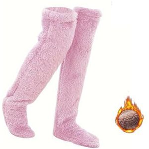 Soxxy lange fuzzy sokken, Soxxy lange sokken for dames, Soxxy fuzzy sokken, slaapsokken for thuis(Pink)
