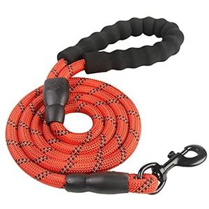 Nylon Ronde Reflecterende Grote Hondenriem Touw Versterken Haak Grote Hond Trekkabel Met Comfortabel Handvat-Rood, 200cm