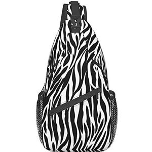 NOKOER Zebra Print Crossbody Sling Rugzak,Reizen Wandelen Borst Tas Dagrugzak,Multifunctionele Crossbody Schoudertas Klein, Zwart, One Size