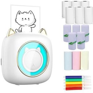 Thermisch Printer Mini-pocketprinter Draagbare Thermische Printer Draadloze BT-verbinding 203DPI For Fotolabel DIY Handwerk Notities Dagboek Duidelijk Snel(Set 1)