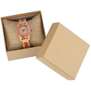 Handgemaakt Vogue Achthoekige vorm Houten horloge Dames Crystal Diamond Dial Quartz Polshorloge Wood Armband Hour Clock for Lady Girls Huwelijksgeschenken (Color : Watch with BOX)