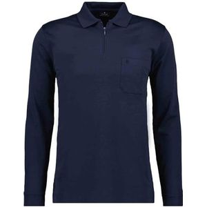 RAGMAN Softknit-poloshirt voor heren, lange mouwen, met ritssluiting, marineblauw (070), XL