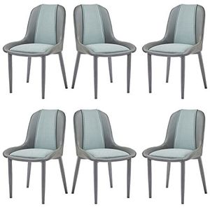 GEIRONV Eetkamerstoelen Set van 6, Pu Lederen geweven rugleuning stoelen moderne woonkamer zij stoelen lounge keukenteller stoelen Eetstoelen (Color : Green)