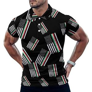 Italiaanse Amerikaanse Dunne Lijn Vlag Grappige Mannen Polo Shirt Korte Mouw T-shirts Klassieke Tops Voor Golf Tennis Workout