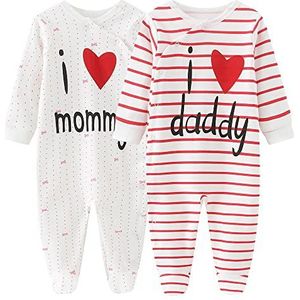 MIXIA Babykleding Unisex Pasgeboren Baby Groeien Onesies voor Jongens en Meisjes 0-24 Maanden, Rood en Wit, 3-6 maanden