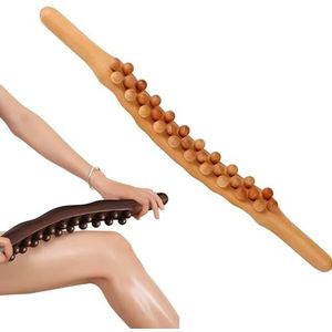 Kingbar Houten massagestok, 31 kralen rollende peesstaaf, massage gua sha-gereedschap, beukenhout Gua Sha massageroller ontspannend voor rug, buik, schouder, B