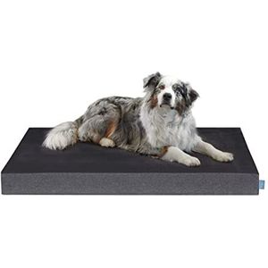 XDREAM Orthopedisch premium hondenbed, zacht hondenkussen, met gelschuimlaag voor gewrichtsbescherming, afneembare en wasbare overtrek, Öko-Tex gecertificeerd, hoogte 8 cm, 60 x 43 x 8 cm, grijs