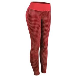 Yogabroek met hoge taille, heuplift en buikverstrakking Fitness hardloopyogabroek for dames, trainingslegging (Color : Red, Size : M)