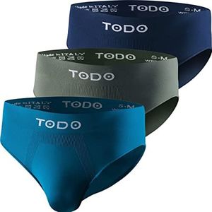 TODO Elastische Sport Heren Slip (3-pack) Ademend Sportondergoed, Onderbroeken Heren Slip zonder schuren (Gr. S-3XL), Set van 3-1 x marineblauw, 1 x kaki, 1 x turquoise, S/M