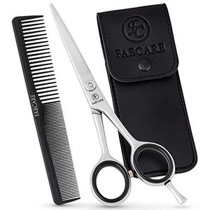 FABCARE Professionele kappersschaar met kam en etui - haarknipschaar met microvertanding & precisieschroef - 5,5 inch - extra scherpe kappersschaar van hoogwaardig staal - met BONUS E-book