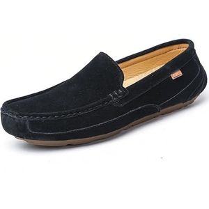 Loafers for heren, vierkante neus, effen kleur, kunstleer, loafers, antislip, comfortabele, flexibele wandelschoenen, instappers (Color : Black, Size : 38 EU)