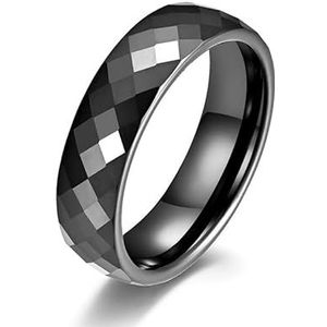 Diamant Eenvoudige Batch Hoek Zirkonia Keramische Heren- en Damesringen Neutrale Trend Reflecterende Lijn Zwarte Ring (Color : Section E, Size : 11#)