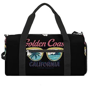 Vintage Golden Coast California Reizen Plunjezak Sport Gym Handtas Waterdichte Carryon Gymbag Met Schoenen Compartiment