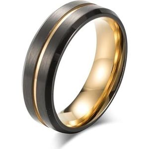 ForTitanium staal geborstelde tweekleurige ring matzwarte herenringsieraden (Color : Black on black gold, Size : 12#)