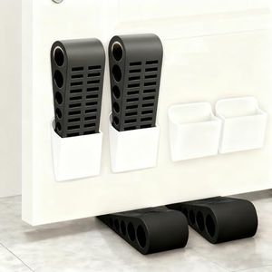 Deurstopper wig, rubberen deurwig, deurstopper vloer, krasbestendig, 4 stuks voor balkon, badkamer, kinderkamer, voor alle vloeren (zwart)