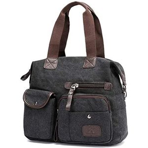 Popoti Schoudertas voor dames, multifunctionele handtas, schoudertas, schooltas, messenger crossbody voor dagelijks gebruik, Zwart, 36x12x21cm, Elegant