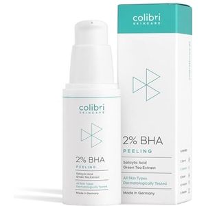 colibri skincare 2% BHA Peeling - Salicylzuur peeling voor alle huidtypen - Chemische exfoliant voor het gezicht om puistjes en mee-eters te verminderen - helpt de poriën te verkleinen (30ml)