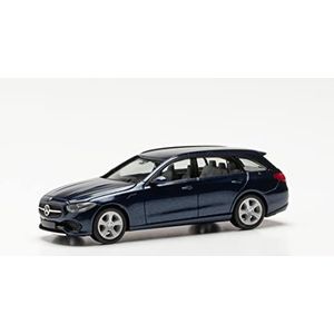 Herpa Modelauto Mercedes-Benz C-Klasse T-model, getrouw in schaal 1:87, automodel voor Diorama, modelbouw verzamelstuk, decoratieve automodellen van kunststof, kleur: cavansitblauw metallic