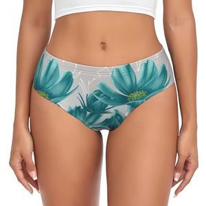 ASFgda Dames ademend groenblauw grijs en wit bloemenprint ondergoed, stretch perfect ondergoed, super zacht comfortabel, verkrijgbaar in grote maten, Zwart, XS